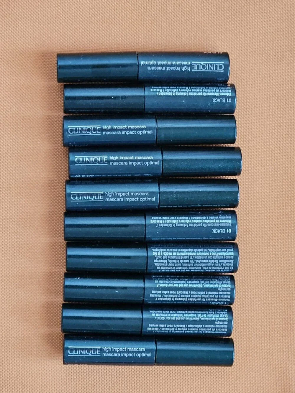 10x Clinique High Impact Mascara 01 Black 0.14oz 3.5ml Each Travel Size NEW